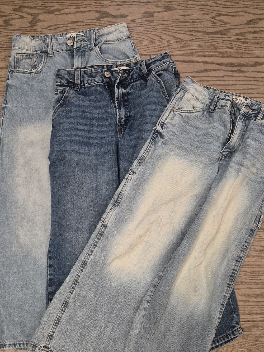 set Of 3 Urban Kids Jeans Light & Dark Blue Washed Jeans - Size 10-12